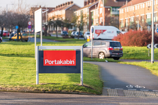 Northampton UK January 10 2018: Portakabin Portable And Modular Buildings To Hire Logo Sign Stand