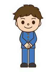 Obraz premium 歓迎 立っている 男子学生 学生服