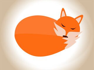 Isolated illustration of the cute sleeping red fox 