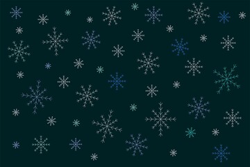 Festive Christmas background with snowflakes. Flat vector
