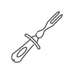 Carving fork icon, linear isolated illustration, thin line vector, web design sign, outline concept symbol with editable stroke on white background.