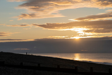 Fototapeta premium Stunning colorful sunrise over beach landscape on English South coast