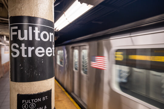 Fulton Street Subway Station In New York City, USA
