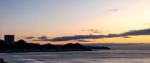 (千葉県-風景パノラマ)房総から望む朝の太平洋側風景１