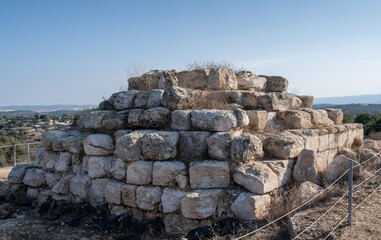 Ancient pyramid in Khirbet Midras, Judean Hills, Israel