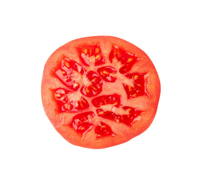 Sliced Tomatoes Isolated Top View And Flat Lay