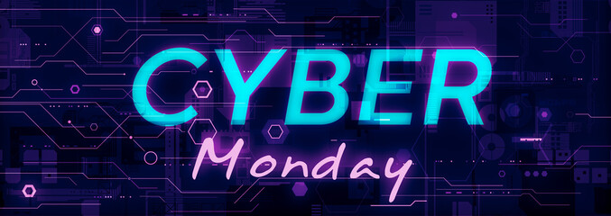 Cyber Monday modern futuristic wide computer technology banner	
