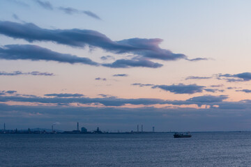Fototapeta premium (千葉県-風景)夕暮れ時の東京湾風景４