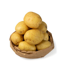 Raw Potatoes Pile Isolated on White Background