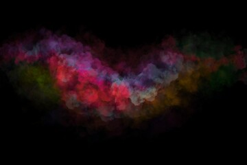Multicolored smoke on black background  Color splash art concept