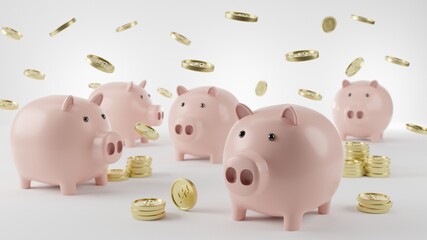 piggy bank and money