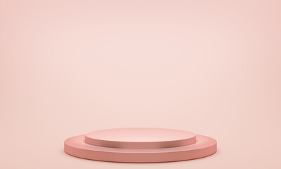 3D rendering minimal showcase on the pink or cream color cycle stand podium on a pink background.