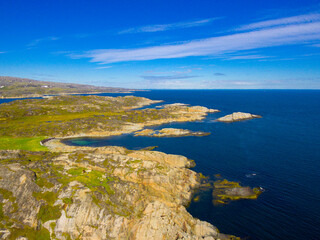 Beautiful arctic summer landscape on Barents sea shoreline