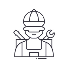 Car technician icon, linear isolated illustration, thin line vector, web design sign, outline concept symbol with editable stroke on white background.