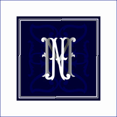 Luxury Logo set with Flourishes Calligraphic Monogram design for Premium brand identity. white and silver Letter on blue
background Royal Calligraphic Beautiful Logo. Vintage Drawn Emblem