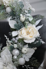 Cristmass decoration with white flower inside