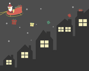 Naklejka premium silent night with hard-working Santa Claus vector
