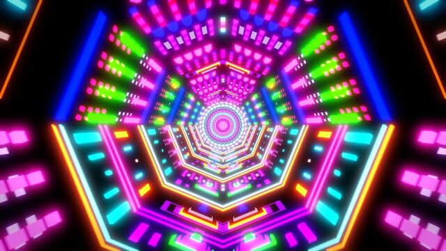 Multicolor Trippy Abstract Neon Lights Music Video Background Seamless Loop VJ 3D Rainbow Color Paterns Psychedelic Hypnotizing Music Video Background