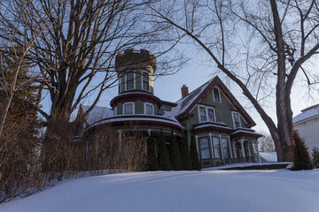 BARRE, VERMONT, USA - FEBRUARY, 20, 2020: City view on the Main Street. Winter time.