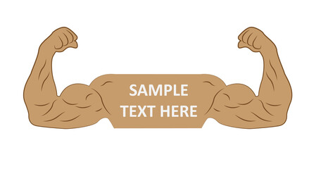 Biceps muscle outline concept illustration. Body muscle hands concept title.