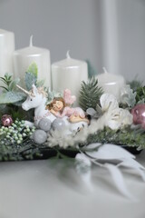 Cristmass decoration  with candles on table