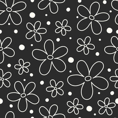 Beautiful pattern with hand drawn flowers. Mother’s Day, Women’s Day and Valentine’s Day background. Vector