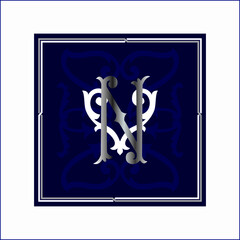 Luxury Logo set with Flourishes Calligraphic Monogram design for Premium brand identity. silver and white Letter on blue
background Royal Calligraphic Beautiful Logo. Vintage Drawn Emblem