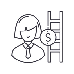 Career growth concept icon, linear isolated illustration, thin line vector, web design sign, outline concept symbol with editable stroke on white background.