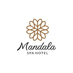 Abstract mandala flower swirl logo icon vector design. Elegant premium clover leaf ornament vector logotype symbol.