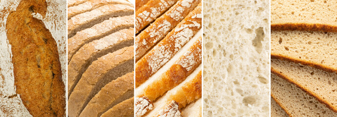Bread Texture Food Collage, Various Breads Collection