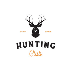Deer hunter logo, deer head logo design illustration