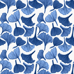 Fototapeta na wymiar Ginkgo biloba leaf elegant fashion seamless pattern