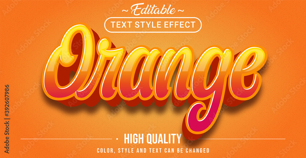Poster Modern 3D orange text effect - Editable text effect.