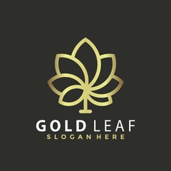 Gold Leaf logo Design vector illustration