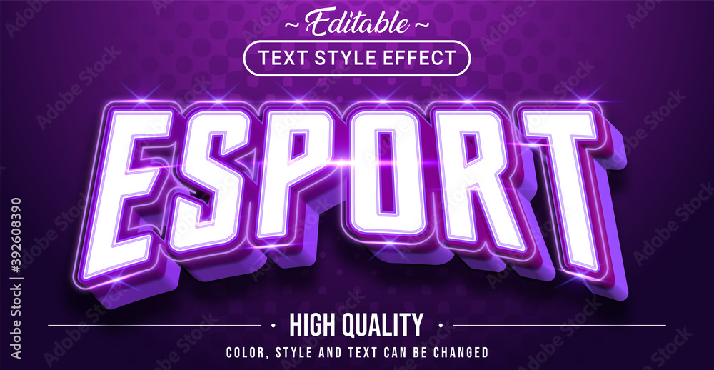 Poster esport gaming in purple theme color text effect - editable text effect.