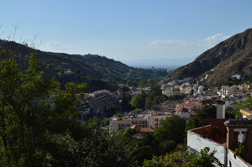 Fototapeta na wymiar Landscape Panorama of Monachil, near Granada, Spain