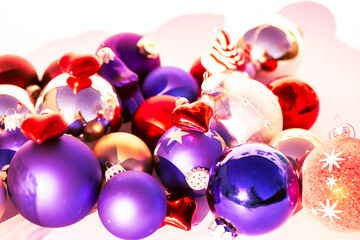 Christmas baubles colorful mess, background