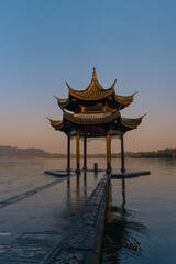 Jixian pavilion, the historic landmark at West Lake in Hangzhou, China.