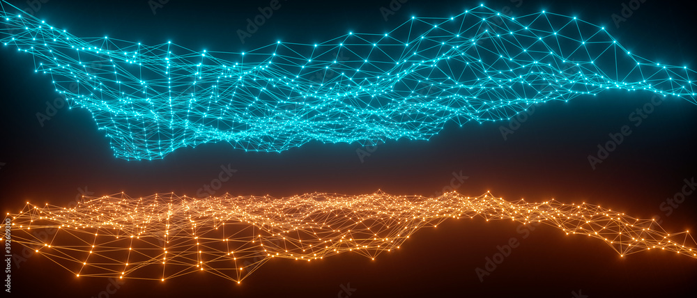 Wall mural abstract network concept line connection (3d rendering)