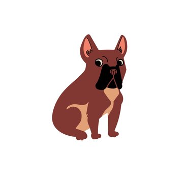 Vector cute french bulldog. Dog breeds. Doodle illustration isolated on white background