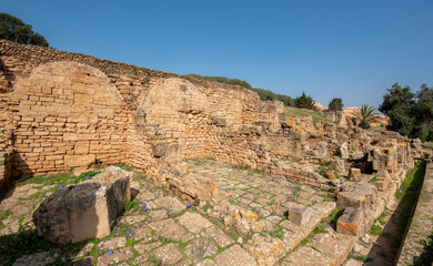 Old Ruins and Arches of Chellah or Sala Colonia is a medieval fortified necropolis located in Rabat capital city, Morocco. D'Abu Al-Hassan mausoleum. Park full of old ruins and history. Unesco site