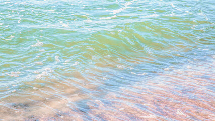 crystal clear azure water with sea foam, seascape background