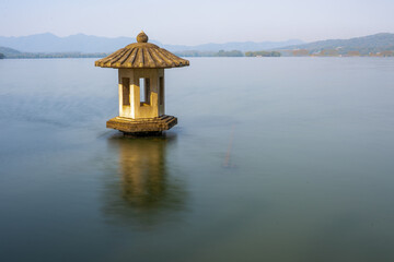 Cuiguang pavilion, the historic landmark in West Lake, in Hangzhou, China.