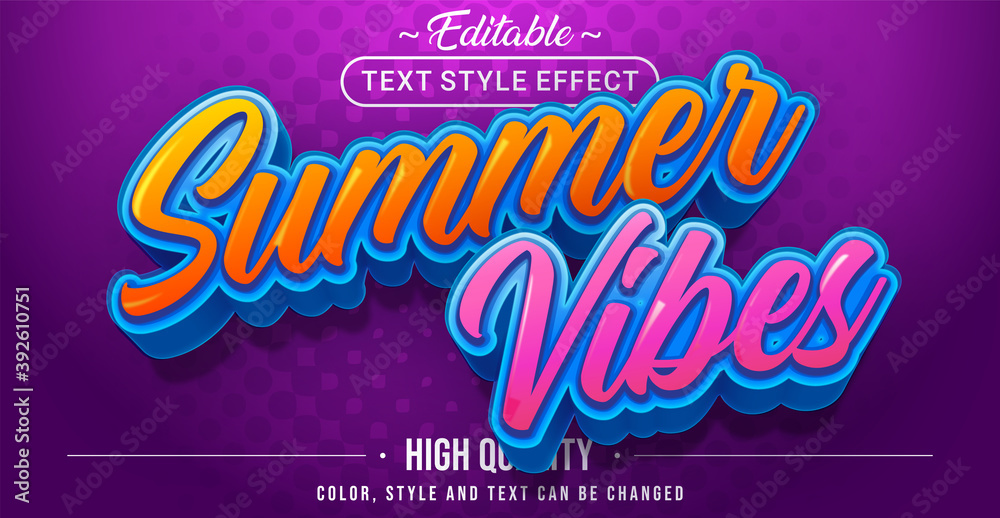 Poster Summer vibes text effect - Editable text effect.