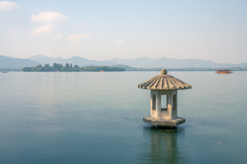 Cuiguang pavilion, the historic landmark in West Lake, in Hangzhou, China.