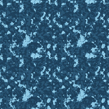 Blue camo seamless pattern. Navy camouflage endless texture