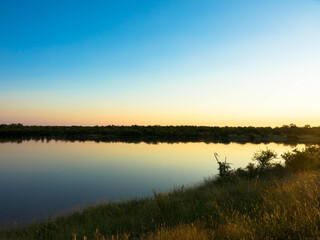Magical sundown on the shore of a Lake in South Africa, Kruger nationalpark