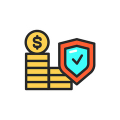 Financial risk insurance color line icon. Isolated vector element.