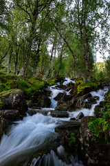 Obraz premium Waterfall with variations and a river