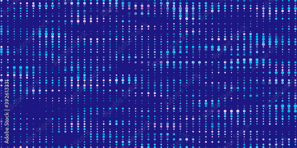 Poster abstract halftone texture. vector dots background. blue particles of different sizes.